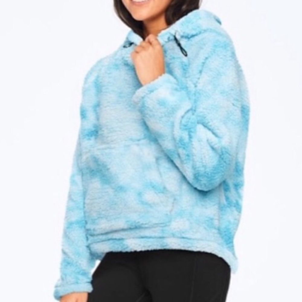 VICTORIA’S SECRET PINK SHERPA TEDDY RELAXED FIT HOODED FUNNEL PULLOVER SWEATER M